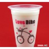 加厚爱情单车塑料杯5.5克/450ML一次性奶茶豆浆饮料塑料